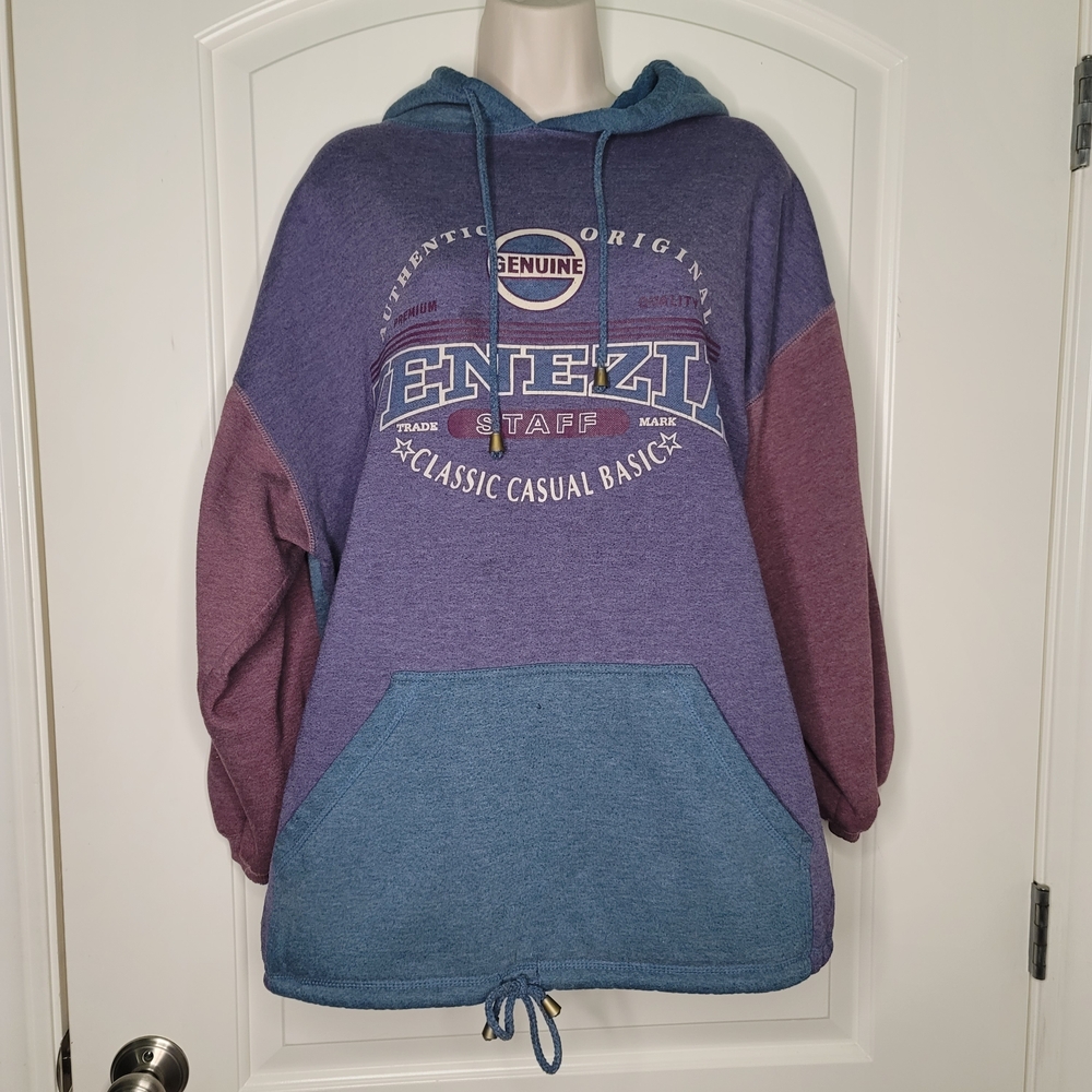 VINTAGE Venezia Men's Purple and Blue Casual Hoodie